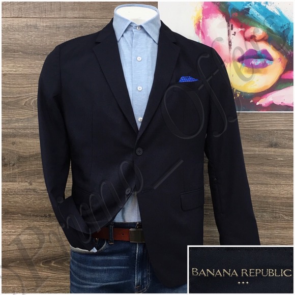 Banana‎ Republic Mens Blazer Sport Coat Casual Jacket Size XL (44R) Navy Suit